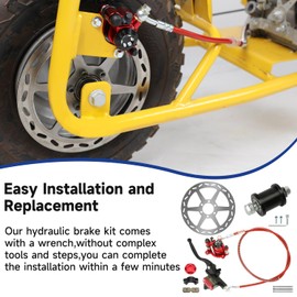 SHIQINHA Upgrade Mini Bike Hydraulic Brake Disc Caliper Kit Replacement for Baja Doodle Bug DB30 Blitz Dirt Bug Predator 79cc 97cc 2.8hp Mini Bike Brakes Parts with Master Cylinder Chain Tensioner