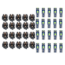 Lyxheth 20 PCS T5 LED Lights for Car Dashboard, Dash Lights, T5 37 74 LED Bulb with Twist Lock Socket, 3030 Chips Bright 12 Volt Replacements for Instrument Dashboard Panel Indicator (Green)