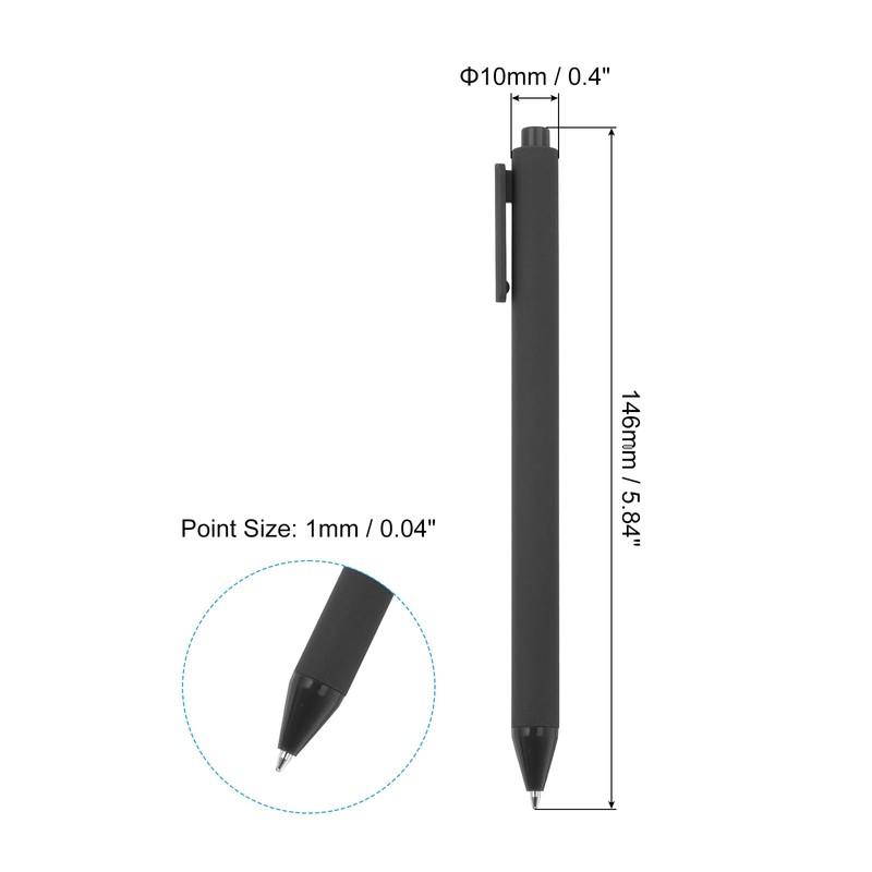 PATIKIL 50 Pack Black Barrel Click Pens, 1.0MM Black Ink