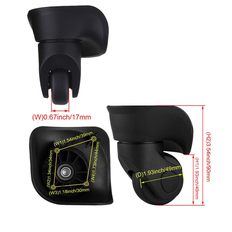 Yibuy 2 x Black Left&Right 9.1cmx9.7x4.9cm DIY Luggage Wheels Replacement