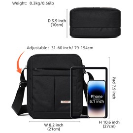 KL928 Men's Messenger Bag - Crossbody Shoulder Bags Travel Bag Man Purse Casual Sling Pack for Work Business (Black)