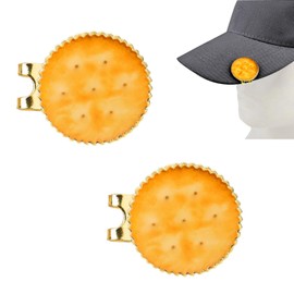 Tinoaly 2pcs Cracker Golf Ball Marker with Hat Clip Set, Funny Cookie Magnetic Ball Marker Hat Clip Golf Gifts Accessories for Men Women Golfers