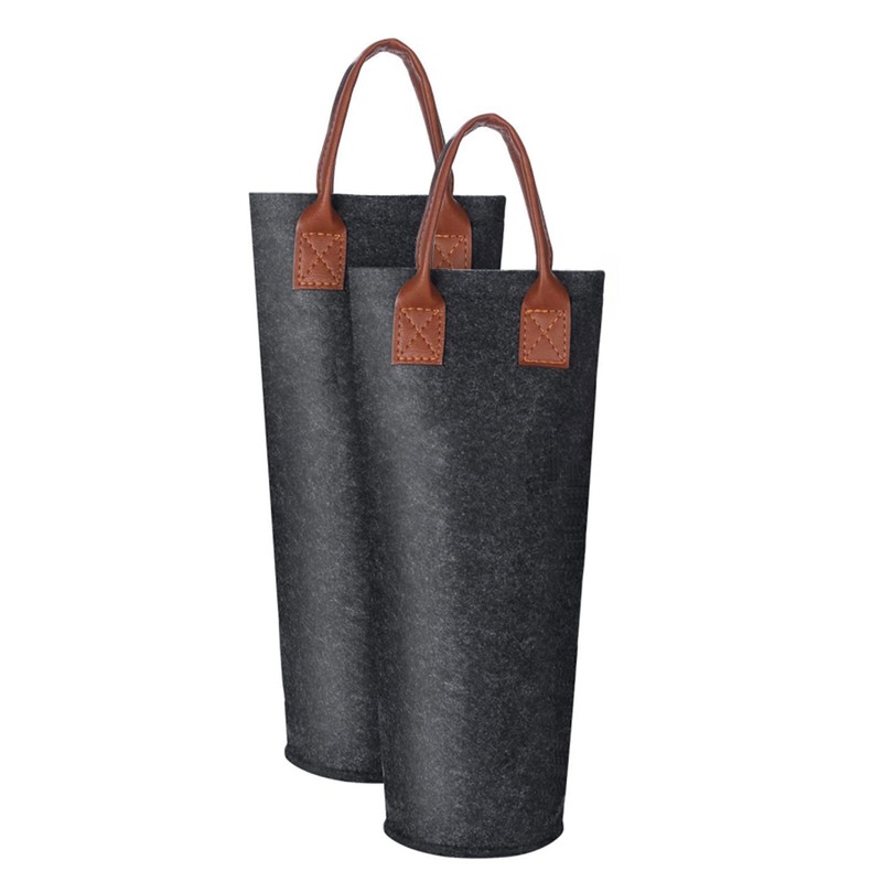 Single Bottle Wine Tote Bag Portable Felt Insulated Padded Thermal
