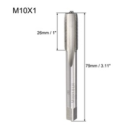 sourcing map Metric Machine Tap Left M10 Thread 1 Pitch H2 3 Flutes High Speed Steel