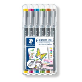 Staedtler 30803S2SB6 Rollerball Pigment Liner, Set of 6 Colors, 0.3mm