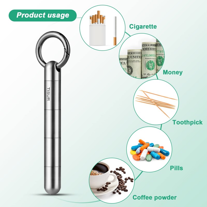 Large Keychain Pill Holder.TISUR Titanium Pill Case Waterproof Pill Fob