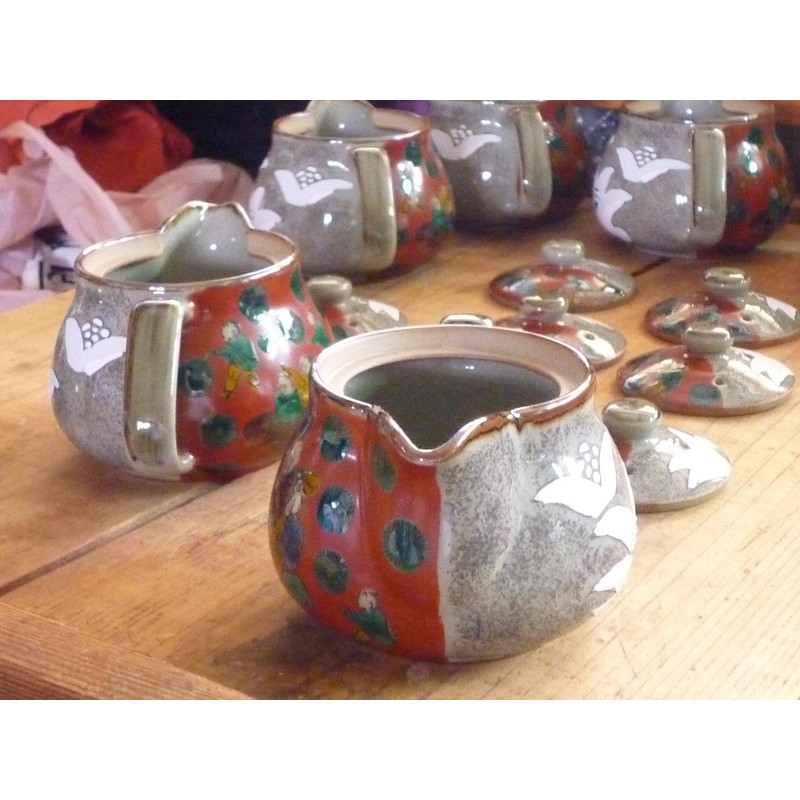 Kutani Ware (Rice Bowl) Large Wooden Rice Copy Back Picture