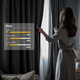 cbsroro Room Divider Blackout Curtain Total Privacy Thermal Insulated Curtains for Patio Door, Living Room, Bedroom Partition and Shared Office Space, W100 × L108 Inch,1 Panel, Black