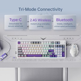 Machenike KG98 Mechanical Keyboard,Hot Swappable Custom Gaming Keyboard,Pre-lubed Linear Switches,RGB Sidelit,Tri-Mode 98 Keys Compact Layout for Gaming/Typing/Win/Mac/PC