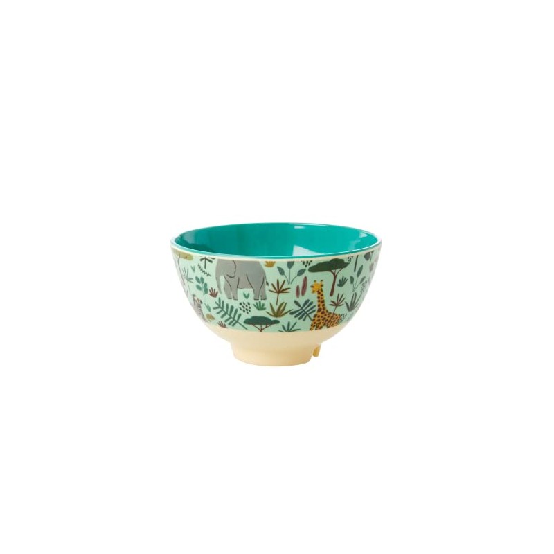 Jungle Animals Print Small Melamine Bowl Green