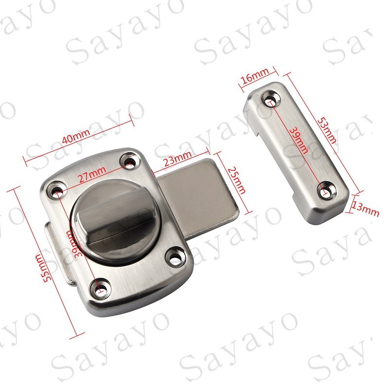 Sayayo Bathroom Latch Rotate Bolt Gate Latch Door Lock, Brushed