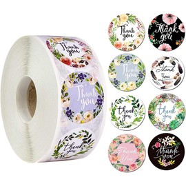 500 Pegatinas De Agradecimiento De 1 Pulgada, 8 Diseos Florales De Etiquetas Adhesivas De Agradecimiento Para Tarjetas Felicitacin, Rollo De Pegatinas Para Correo De Burbujas, Envoltorios De Regalo