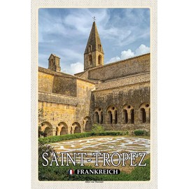 mrdeco Metal Sign 20 x 30 cm Domed Saint-Tropez France Abbey of Thoronet Decorative Tin Sign