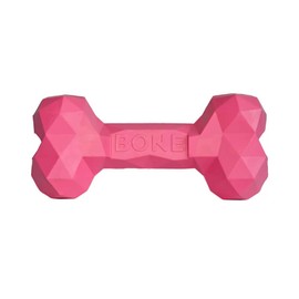 Durable Dog Chew Toy for Treats and Dog Peanut Butter, All Natural Rubber chew Bone (S, Hot Pink), Rubber Lick mat and 2 1.4oz Peanut Butter Squeeze Dog Peanut Butter Treat Pouches
