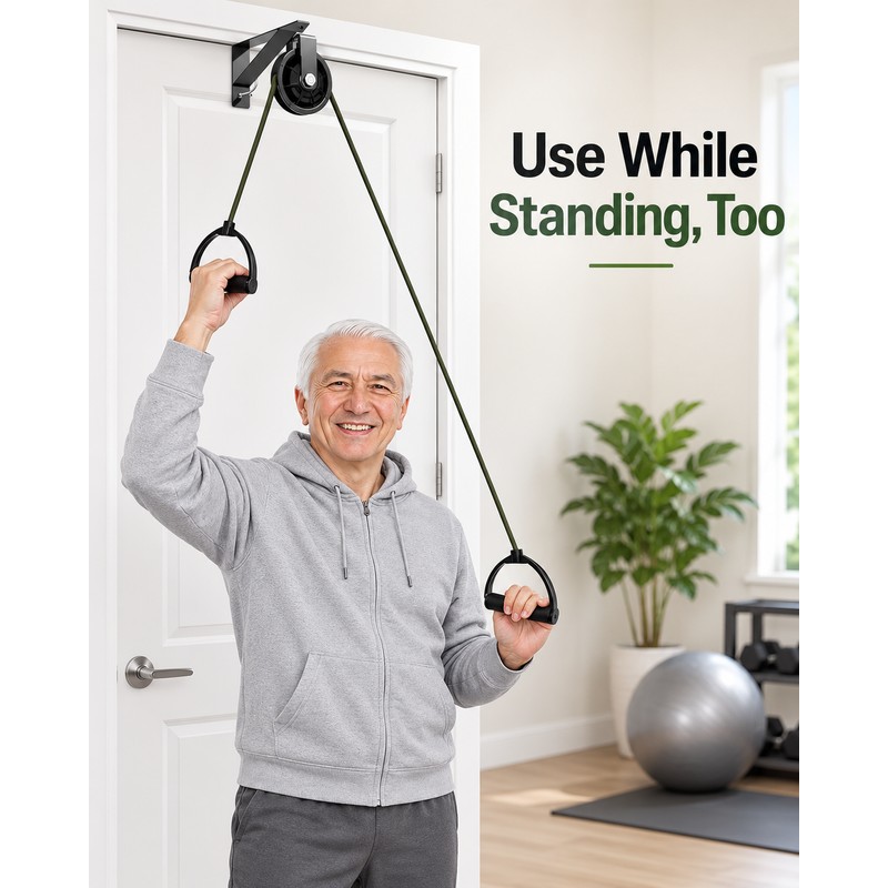 Over Door Shoulder Pulley - Screw-Fastened Bracket and Two Handles