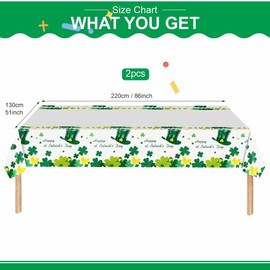 HONGCI 2 Pack St Patricks Day Table Cloth Disposable Rectangular 51 x 86 inch Ireland St. Patrick's Day Tablecloth Plastic Shamrock Table Cover Party Table Cloth for St Patricks Day Decorations