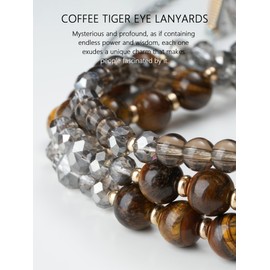 HKNR Retractable Lanyards for ID Badges and Keys with Badge Reels, Natural Stone Beaded Lanyard for Women and Teacher, Cute Lanyard for Cruise, Office and Travel