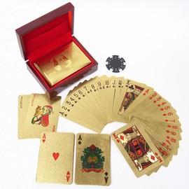 RedBeryl Gold Plastic Playing Cards with Exclusive Case, Gold (GOLD $100 Bill)