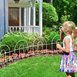 FOREHOGAR Decorative White Garden Fence Border 18in X50ft Outdoor Metal Wire Garden Fencing Flower Bed Folding Fences Panel Patio Edging Landscape for Yard