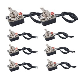 senvenelec 8pcs 3A 250VAC 6A 125VAC Toggle Switch Pre-Wired SPST Switch with 2 Positions (2-Pole) for Cars, Trucks, Boats, Instrument Panel, Electrical Modification
