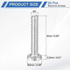 sourcing map M1-0.25 x 6mm 20Pcs Flat Round Head Screws 304 Stainless Steel Phillips Drive Machine Screws Hardware Fastener for Furniture Connection