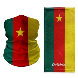 Cameroon Flag Neck Gaiter – Green, Red & Yellow Vertical Stripes with Center Star – Lightweight Multi-Wear Face Cover, Balaclava, Headwrap & Bandana for National Pride, Sports & Travel