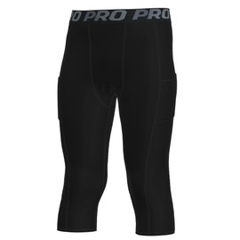 LANBAOSI Basketball Compression Pants Youth Boys 3/4 Compression Tights for Kids Girls Athletic Capri Football Leggings