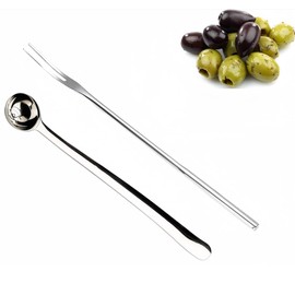 7" Olive Spoon and 9" Pickle Fork Jars Serving Spoon and Fork Set,Stainless Steel Food Picker for Pickle Cucumber Arugula