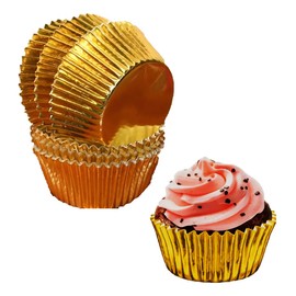 Capacillo Premium Cupcake Oro 24 K Dorado Metalico 100 Pzas