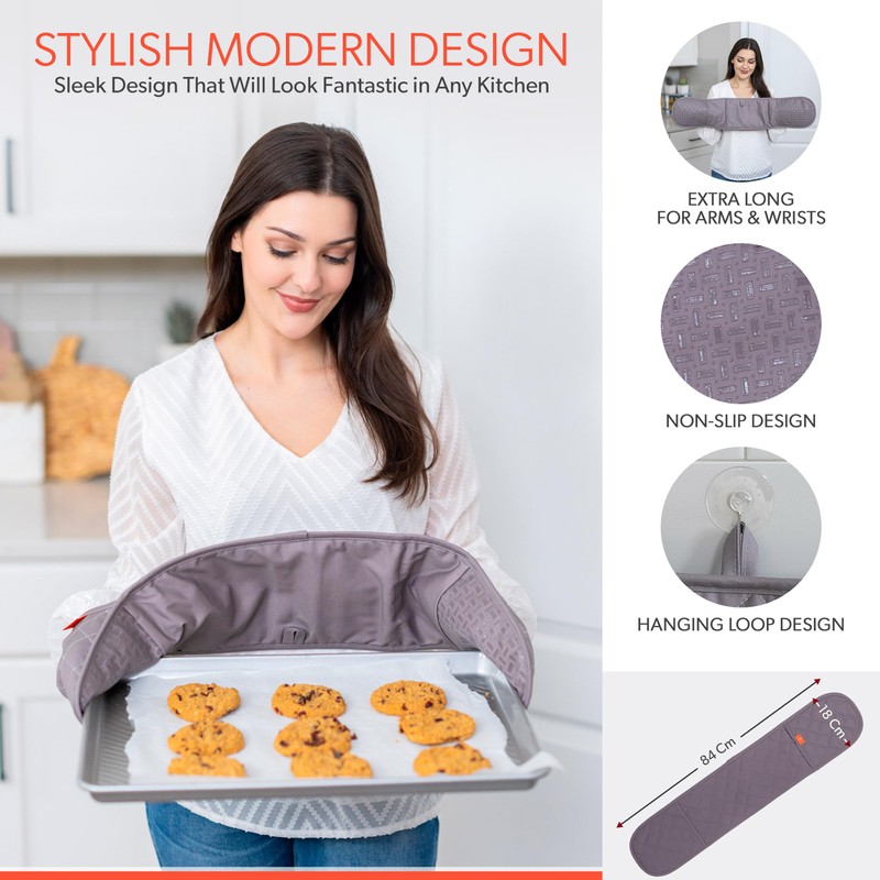 Grey Oven Gloves Heat Resistant by Kiyotsu: Premium Charcoal Double