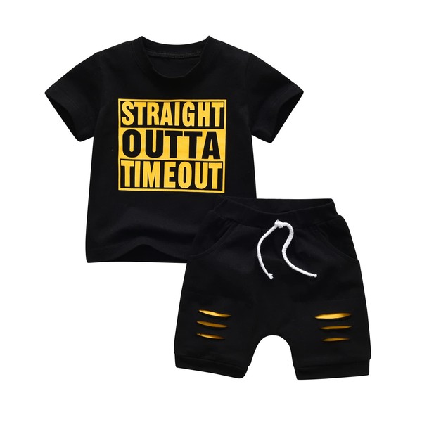 Infant Baby Boys Summer Clothes Letter Print T-shirt Tops Shorts