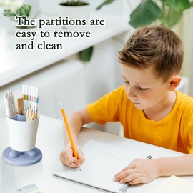 Desk Pen Holder - Pen Cup Holder Desk Accessories - 360 Degree Rotating Stand Storage Container, Modern Decor Stationery Supplies Makeup Brush Storage for Home Classroom