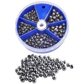 Split Shot Fishing Weight Assortment Kit,205pcs Mix Size Round Sinker Weigths 5 Small Size Removable Egg Sinker Set Fishing Gear Lead Weights
