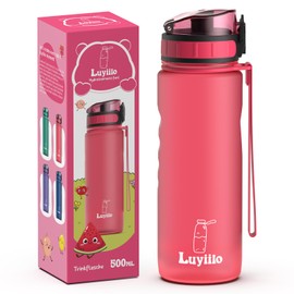 Luyiilo Trinkflasche Kinder Auslaufsicher 0,5L, BPA-Frei Trinkflasche mit Fruchteinsatz, Wasserflasche Spülmaschinenfest, Trinkflasche Perfekt für Schule, Kindergarten, Sport (Rosa)