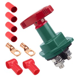 Ampper 12-48 V Battery Disconnect Switch, High Current Heavy Duty Battery Power Cut Master Isolator for Car, Vehicle, RV and Boat (300 A, On/Off Kit)