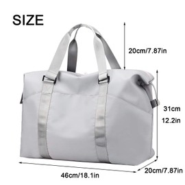 SIVENKE Sports Bag for Men and Women with Wet Compartment, Leisure Handbag, Foldable Gym Bag, Shopping Bag, Weekender Travel Bag, gray