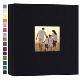 potricher Small Photo Album 4x6 200 Photos Linen Cover Picture Photo Book for Family Wedding Anniversary Baby Vacation (Black,200 Pockets)
