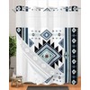 No Hook Waterproof Shower Curtain, Blue Curtain Liner Set, Western
