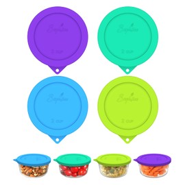 Sophico 2 Cup Round Silicone Storage Cover Lids Replacement for Pyrex 7200-PC and Anchor Hocking Glass Bowls (Container not Included) | MIX-4 PACK |