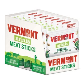 Vermont Smoke and Cure Mini Meat Sticks Go Packs GlutenFree 0.5oz Meat Sticks 3 Ounces Per Pouch (Pack of 8 Pouche), Original Beef & Pork, 48 Count