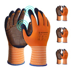 Schwer 3 Pairs Safety Work Gloves Micro-Foam Nitrile Coated LT5619, Level 4 Abrasion Resistant Nylon Working Gloves with Micro Dot Grip, Touchscreen, for General Use, Mechanic, Gardening, XL