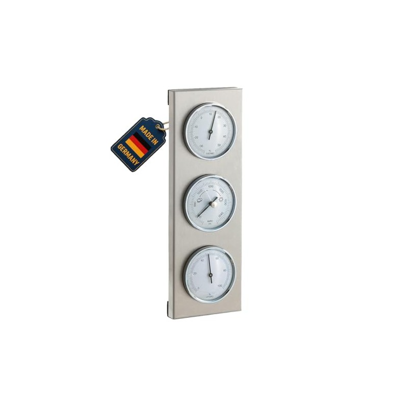 TFA 20.2034.02 White Scale 3 Dial Outdoor Analogue Barometer Weather