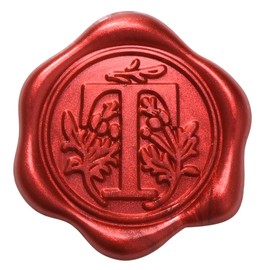 Yoption Initial T Wax Seal Stickers, 50 Pack Wine Red Retro Letter Self Adhesive Envelope Sealing Stickers for Wedding Party Birthday Christmas (T)