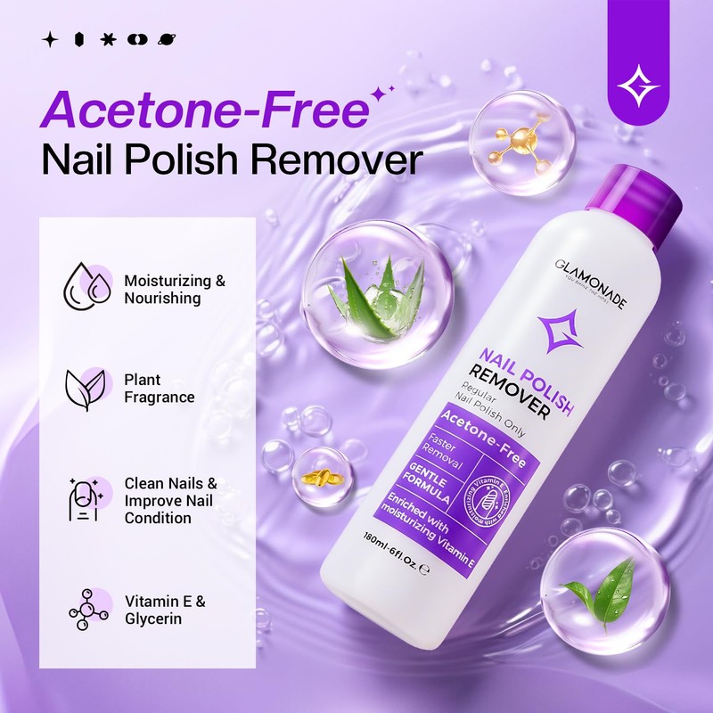 Glamonade Nail Polish Remover: Acetone-Free & Non Drying Nail Polish