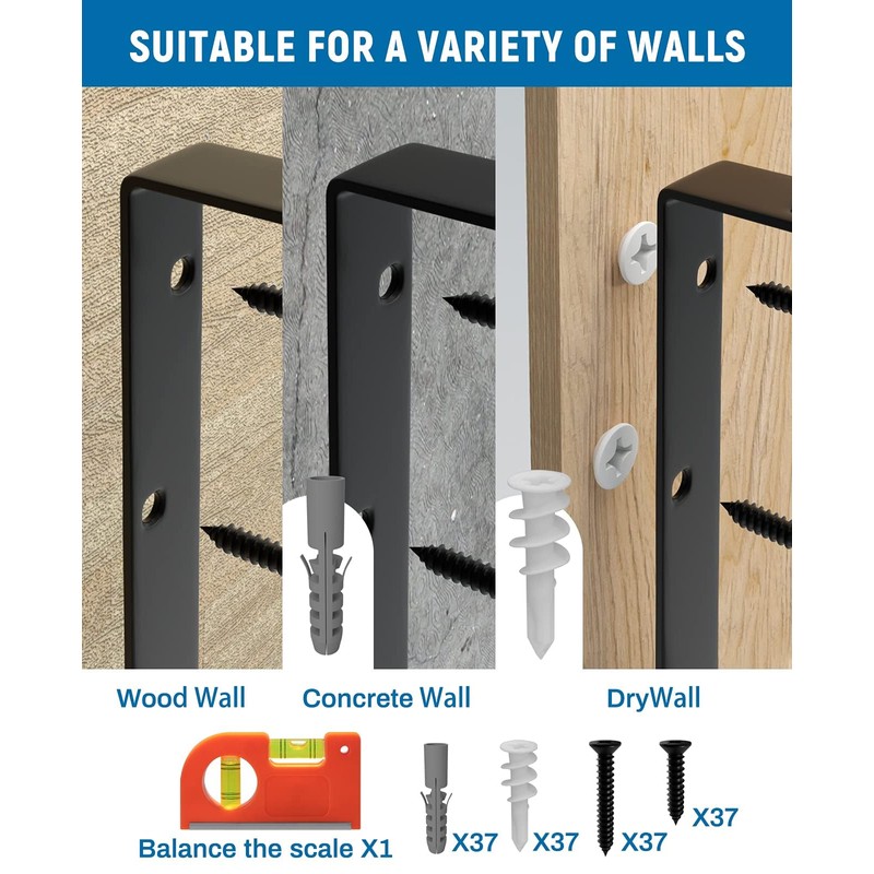 12-Pack 11 Inch Heavy Duty Shelf Brackets, Large Floating Wall