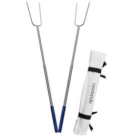 RAOMEIDE 32" Heavy Duty Hot Dog Roasting Sticks for Campfire, Smores Sticks for Fire Pit Long, Marshmallows Skewers (2 Pack)