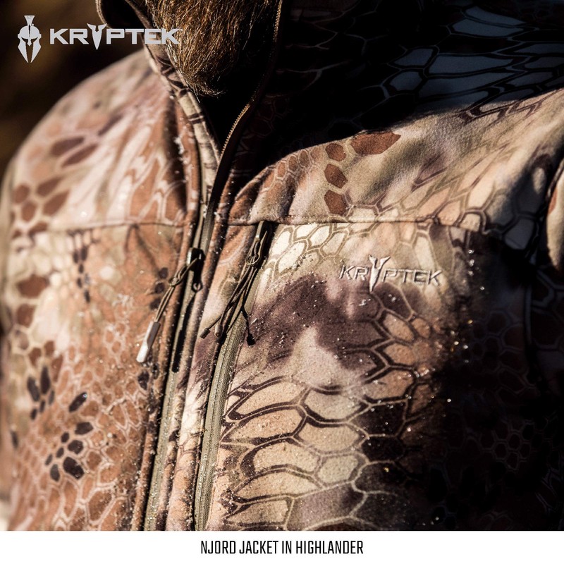 Kryptek Men's Standard Njord Hunting, Windproof camo Soft Shell Jacket,