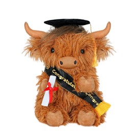 Graduation Decorations 2026 Highland Cow Plush，9.84 Inch Class of 2026 Graduation Plush Cow Stuffed Animal,Cute Graduation Gifts for Kindergarten, High School, and College Graduates (Highland cow)