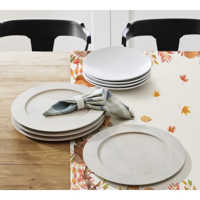 Artoid Mode Trees Deer Birds Autumn Tablecloth, Seasonal Table Linen,