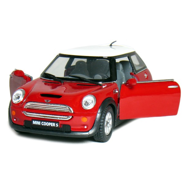 KiNSMART Mini Cooper S 5" 1:28 Scale Die Cast Metal Model Toy Car Red w/ Pullback Action